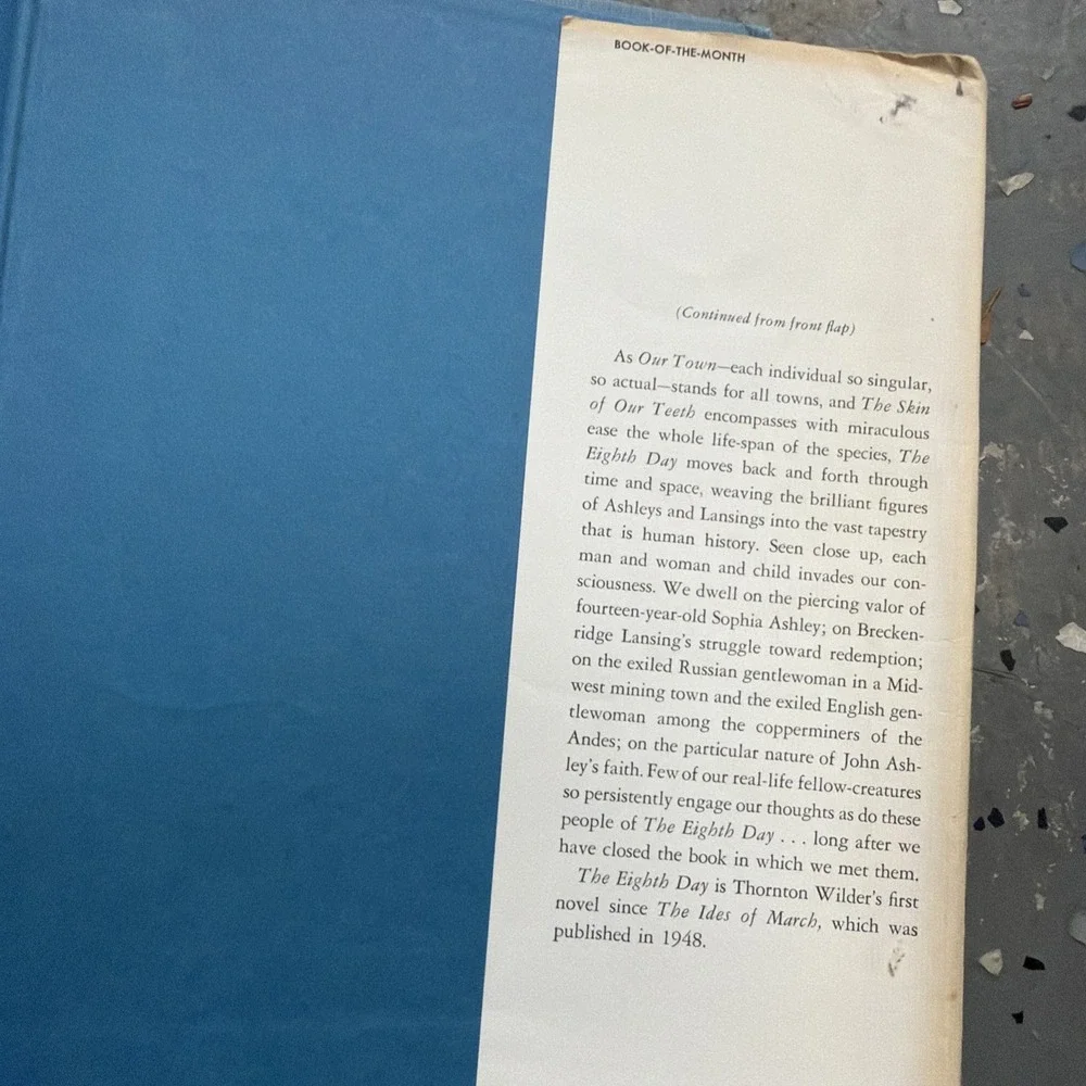 The Eighth Day By Thornton Wilder 1967 Hardcover Novel First Edition